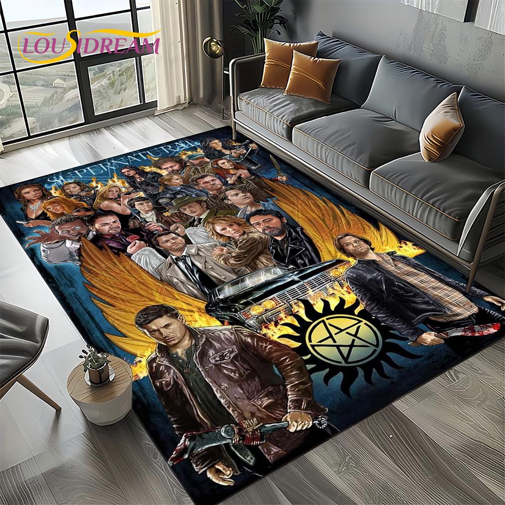 3D SPN Supernatural Sign Dean Sam Carpet Rug for Living Room Bedroom Home Sofa Decoration,Kids Play Area Rug Non-slip Floor Mat