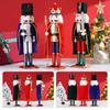 38CM Nutcracker Puppet Solider Merry Christmas Decoration Cloak King Wooden Doll Walnut Handcraft Figurine Home Office Decor