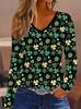 Damen Frühling und Herbst Baumwolle Mode Lässig Locker 3D Muster Gedruckt Rundhals Langarm T-Shirt Top