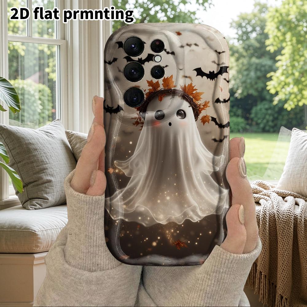 Phone Case: 2D Flat Samsung Galaxy A34 A35 M05 M06 S20 S22 S21 FE Plus 5G Protective Case, Couple Style, Wreath Ghost, Christmas and Halloween Gift