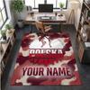 Crystal Velvet Rug Poland Football Print Custom Name Text Floor Mat Home Decor