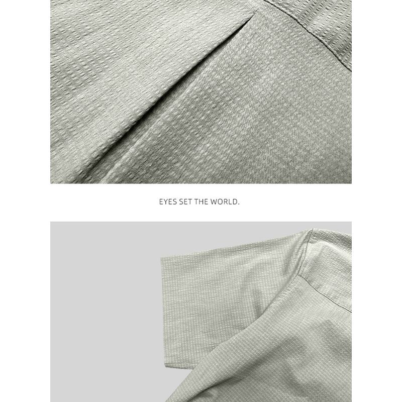 Menseye Men's Short-Sleeved Shirt Men's Summer New Textured Japanese Style Simple Business Casual