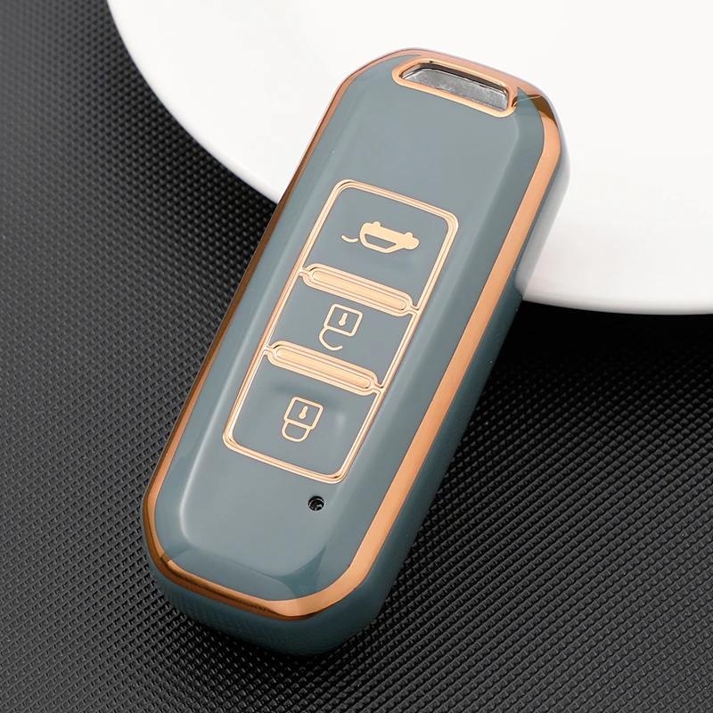 Gold Edge TPU Car Remote Key Cover Case Bag Shell Holder for Wuling Hongguang S Baojun 510 730 360 560 RS-5 530 630 Accessories