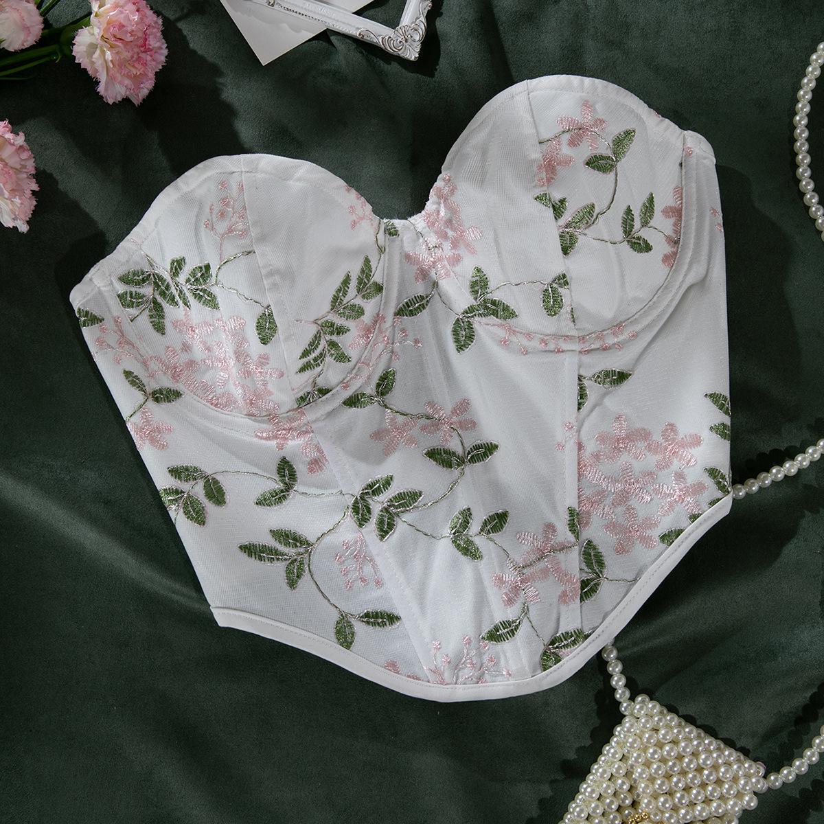 

Топ с вышитыми стальными кольцами Fishbone и открытой спиной на бретельках - сексуальный, высококачественный дизайн Medium белый