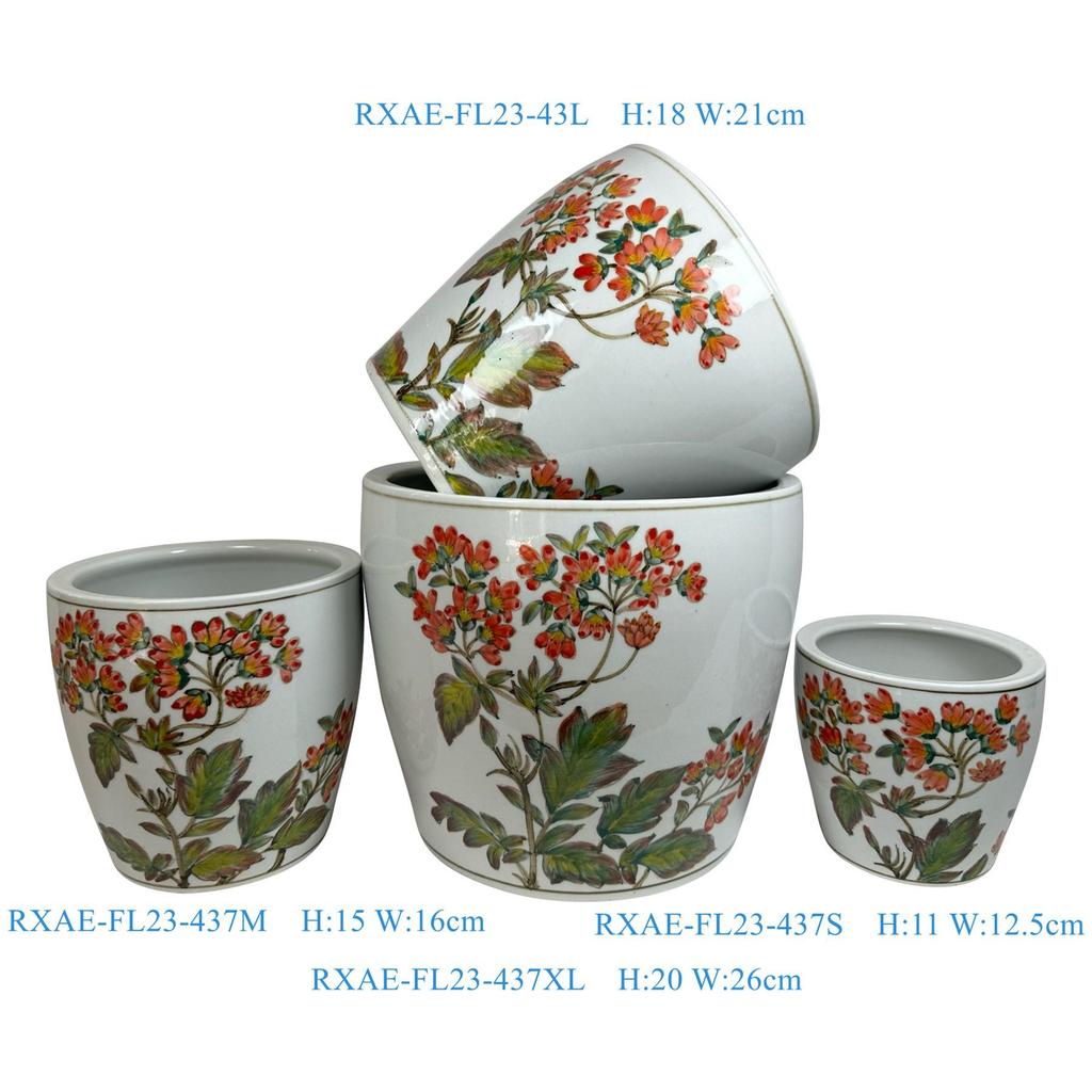 Blue and White Porcelain Chinese Ceramic Flower Pots - 4-Piece Set for Indoor and Outdoor Plants