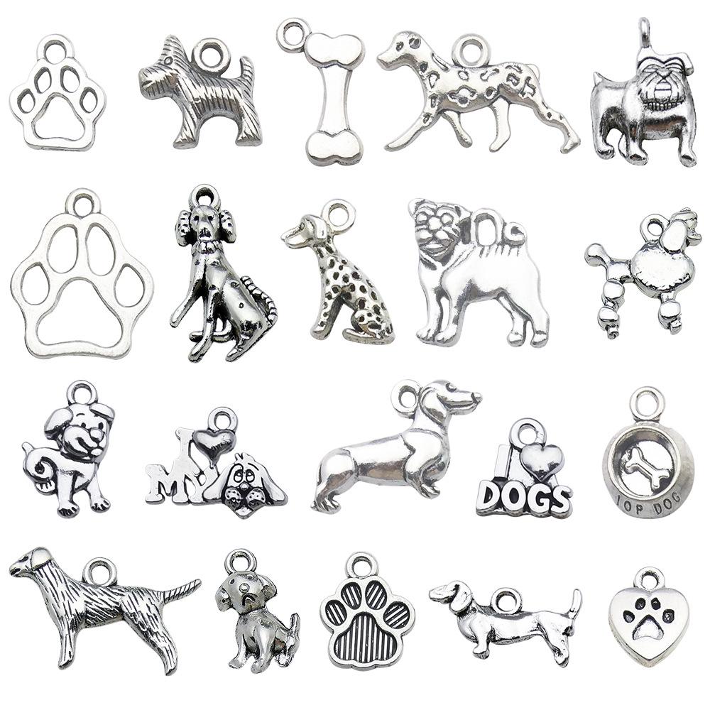Set di 100 Ciondoli Gatto Farfalla Luna Argento Antico per Braccialetti e Collane Fai da Te