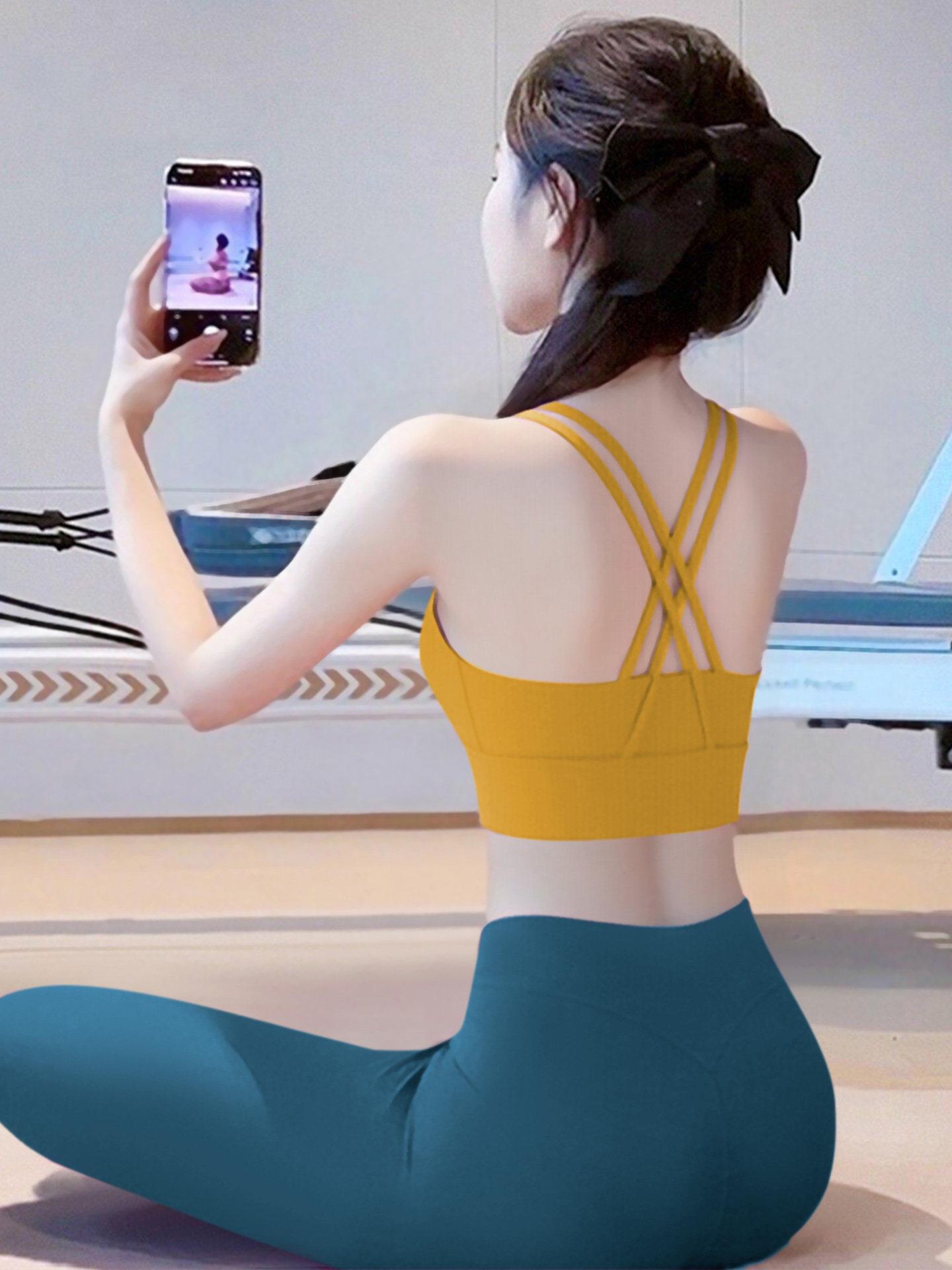 Women s Breathable Cross-Strap Yoga Vest & Pilates Fitness Set 2026 XL