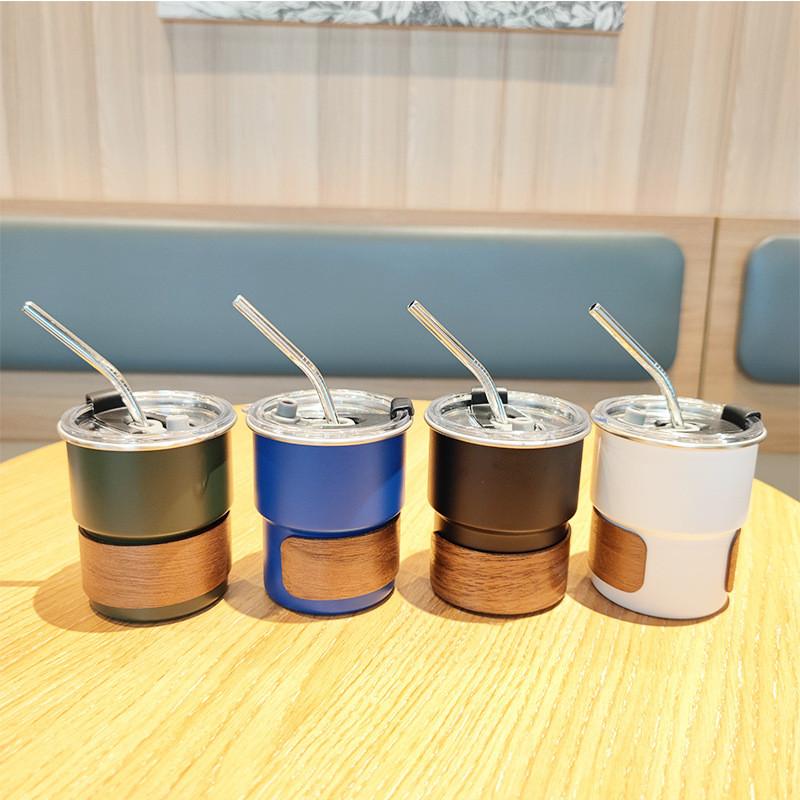 Portable Car Cup With Cover And Straw For Hiking And Travel 304 Stainless Steel