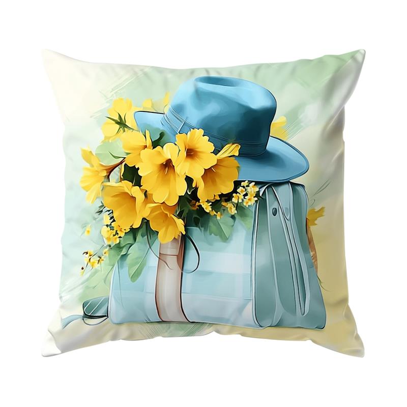 1Pc Yellow Flowers Spring Theme Pillow Cover For Home Living Room Bedroom Sofa Office Decorative Easter Day Pillowcase