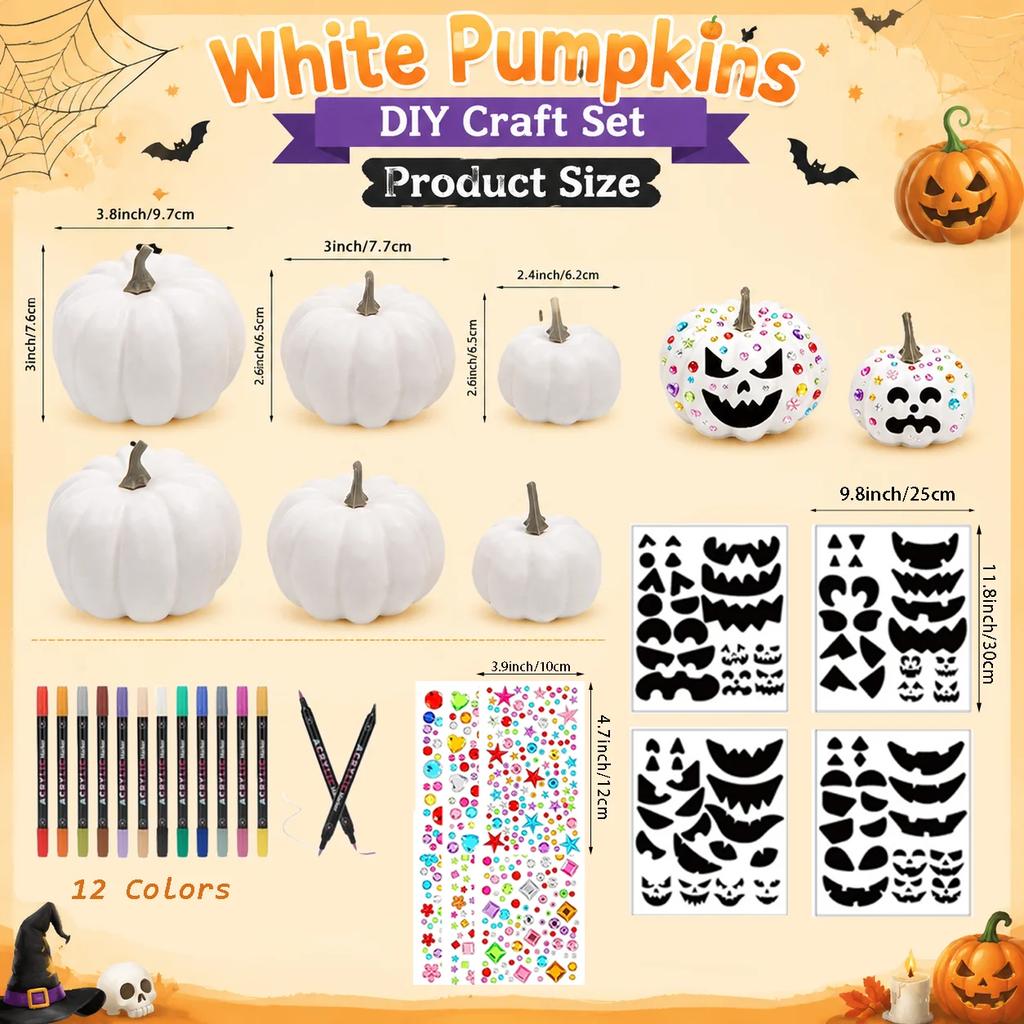 12-48PCS Paintable Pumpkins Foam Mini Pumpkins for Craft With Stickers Markers Halloween Party Favor Thanksgiving Table Decor