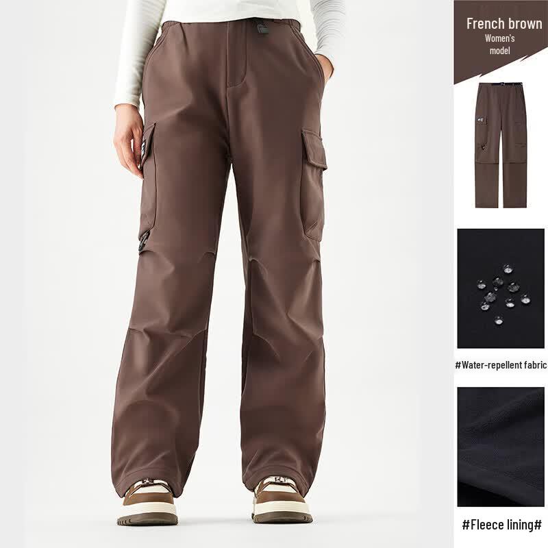 Camel Women's Water-Resistant Fleece-Lined Softshell Cargo Pants