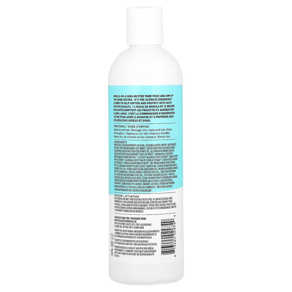 ACURE Smooth + Glow Shampoo, Suitable for All Hair Types, Marula Oil and Shea Butter, 12 Fl Oz (354 Ml)