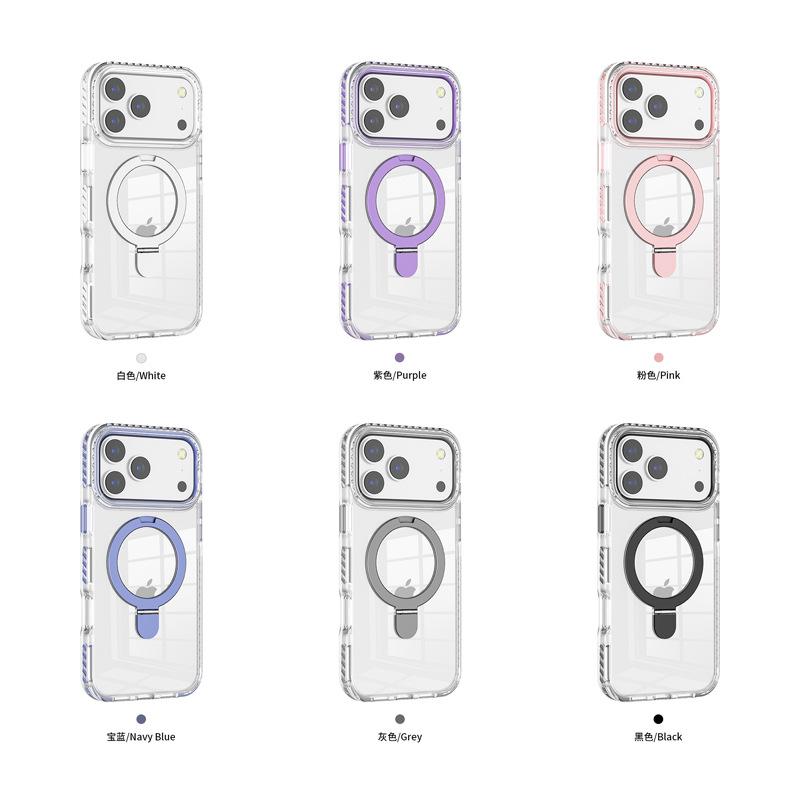 Applicable To Apple 16Pro Strong Magnetic Mobile Phone Case Transparent iphone17Air High-gloss Bracket Mobile Phone Case