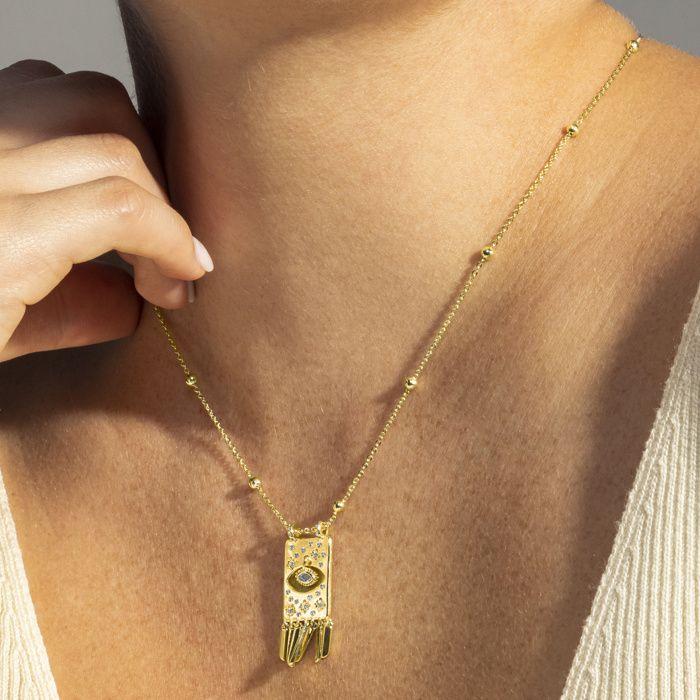 Collier Luxenter Brilliant Zirconia finition en or jaune 18 carats - Sufariz