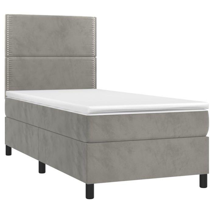 VidaXL Slat Bed Base with Mattress and LED, Upholstered Bed, Single Bed, Adult Bed for Interior Bedroom, 3136047