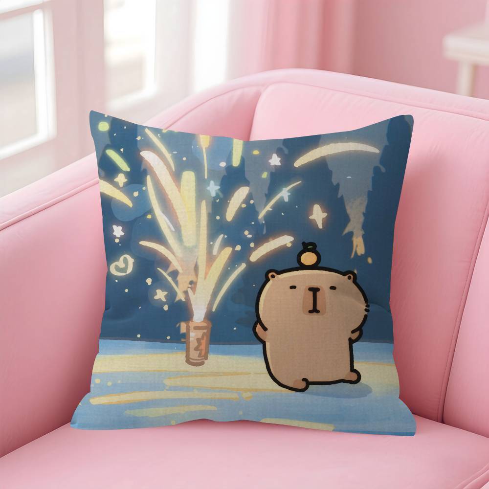 Anime CCapybara Cartoon Cute Pillow Cushion Cover Pillowcase Living Room Sofa Home Decor Customized