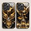 Stylish Eagle Golden Diamond Pattern Tempered Glass Phone Case for IPhone 17 16 Pro Max 15 14 13 12 Mini 11 X XS 7 8 Plus Cover