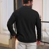 Men Waffle Golf Shirt Long Sleeve Turndown Collar Shirt Quarter Button Neck Casual Shirt for Vacation Office Party Date