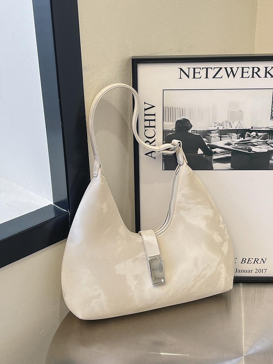 

Premium sense simple fashion crescent bag women s new retro shoulder underarm bag versatile commuter bag білий