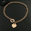 Heart-Shaped OT Buckle Chunky Titanium Steel Necklace - Rose Gold Chain 