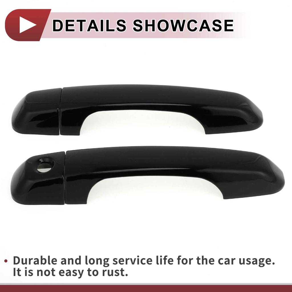 HEROFFIX Car Door Handle Covers Black Compatible with Toyota Land Cruiser Prado LC200 1 Set (Gloss ABS) - J150, J200, -