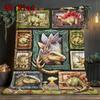 Prehistoric Dinosaur Gallery 2D Flat Pattern Flannel Blanket, High Quality All Seasons, Home Decor, Warmth and Comfort, Perfect for Christmas Gifts.