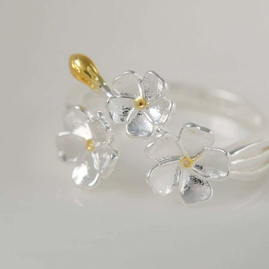 Exquisite Blossoms Rings Adjustable White Flower Open Rings Dainty Accessory
