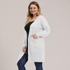 Autumn and Winter Large Size Women's Pocket Knitted Cardigan Mid-Length Sweater