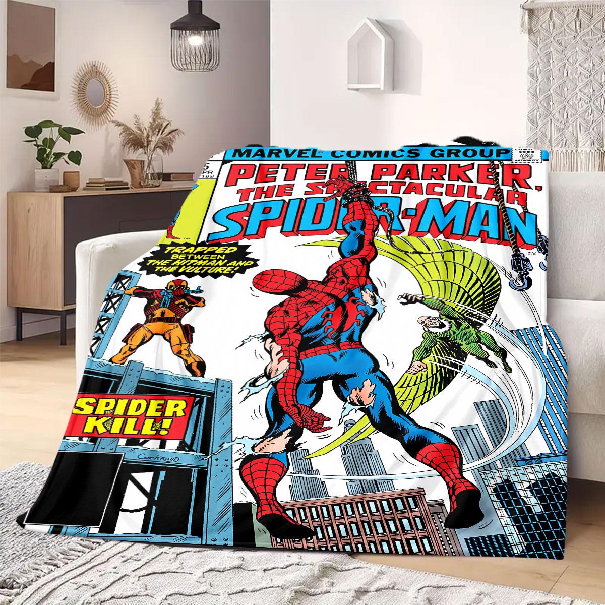 

Marvel Cartoon Print for Bedrooms Sofas Beds Chairs Picnics Travel Flannel Blanket Home Decor Great Gift Various Sizes New 75x90cm