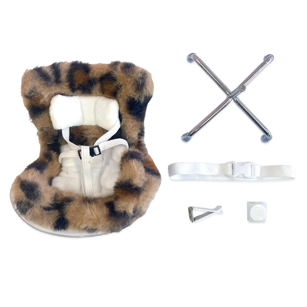 Fluffy Car Seat for 10cm Plush Toys, Leopard Print, Plush Clothes, Kigurumi Accessories, Otaku Activities, Doll Mascot, K-Pop Doll Costume [Used]