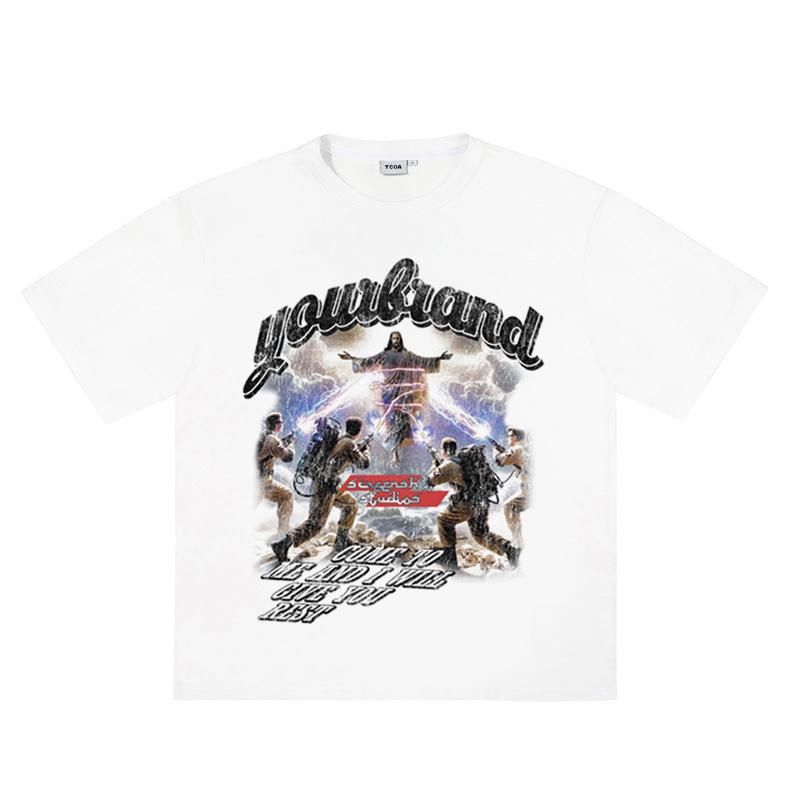 Graphic TShirts Short Sleeve Tee 100 Cotton Oversized Tops Summer Korean Fashion Vintage Printed Streetwear Y2k Mens Clothing