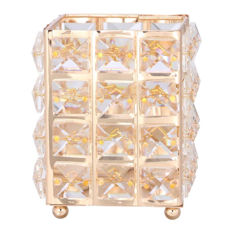 

Металлический Кристалл Квадратный Органайзер Для Макияжа Коробка Для Сортировки Кистей Трубка Для Хранения Сортировка Ювелирных Изделий Настольные Декоративные Украшения золотой