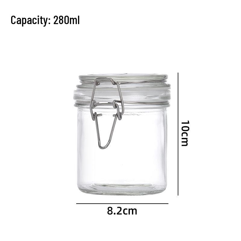 Glass Storage Jar with Stainless Steel Buckle for Tea, Grains, and Cereals
