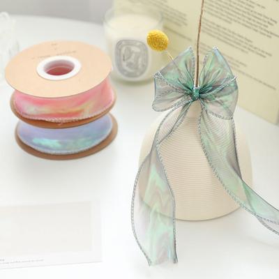 1 Rolle 9,1 m Chiffonband, schillernd, Valentinstag, Hochzeit, Geburtstag, Blumenstrauß, Geschenkverpackung, transparentes Organzaband, Geburtstagsparty, Dekoration