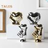 1/2Pcs Love Heart Gesture Figurine Holding Heart Hand Ceramic Statue Sculpture Home Office Wedding Party Desktop Decoration Ornament