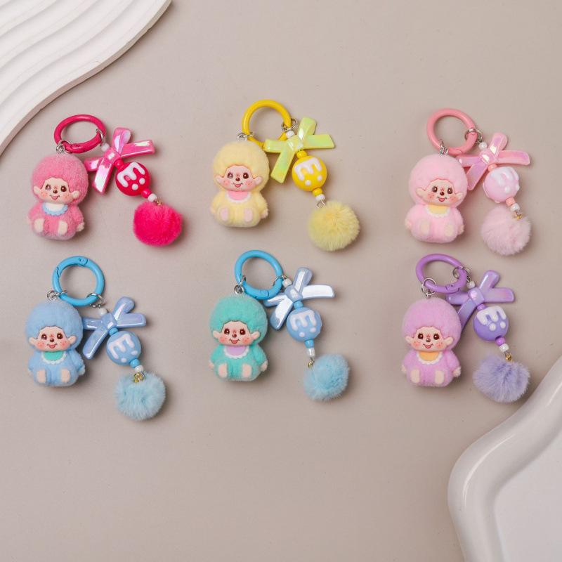Llavero de M Beads Sentado con Flocado Llavero Lindo Joyería Colgante de Bolso de Moda Colgante Pequeño de Juego
