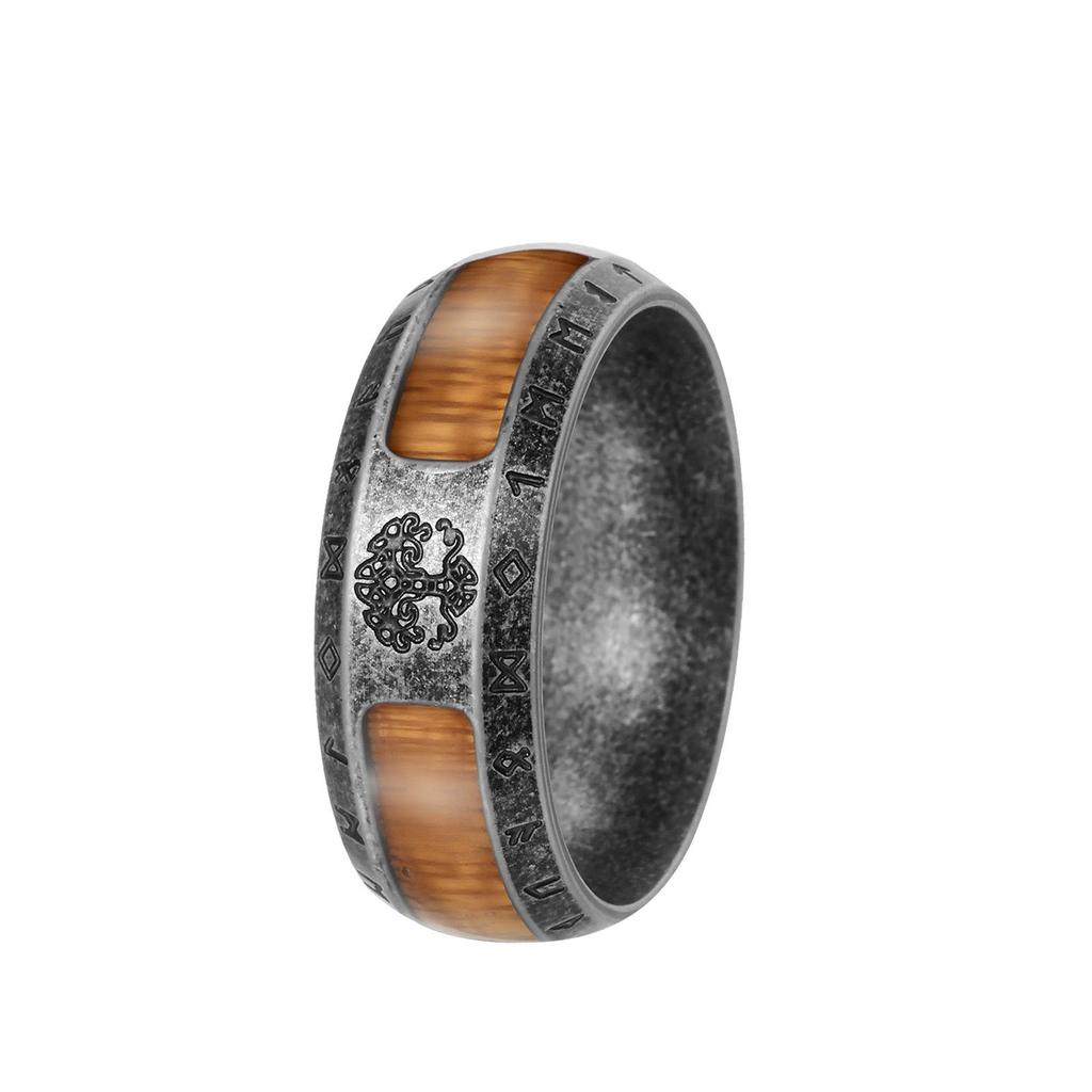 Trendy Distressed Stainless Steel Men's Retro Style Fashion Ring