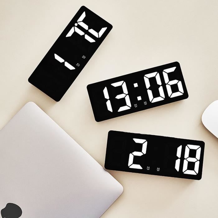 Rouge - Horloge Numérique Électronique Led, Alarme Murale Nordique Suspendue, Snooze, Horloge De Table, Calen
