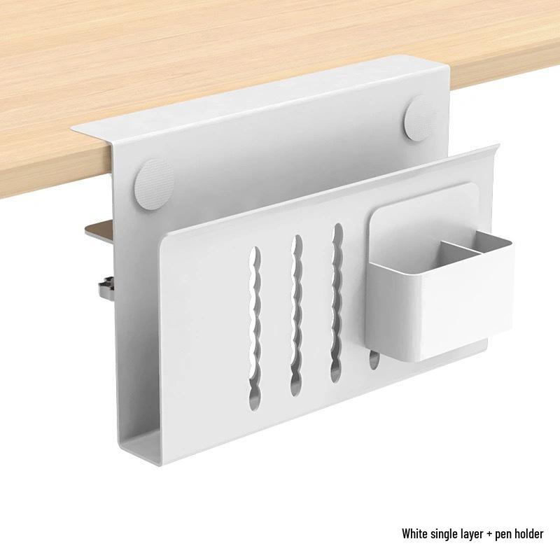 Multi-Functional No-Drill Vertical Laptop Cooling and Storage Rack for Desks