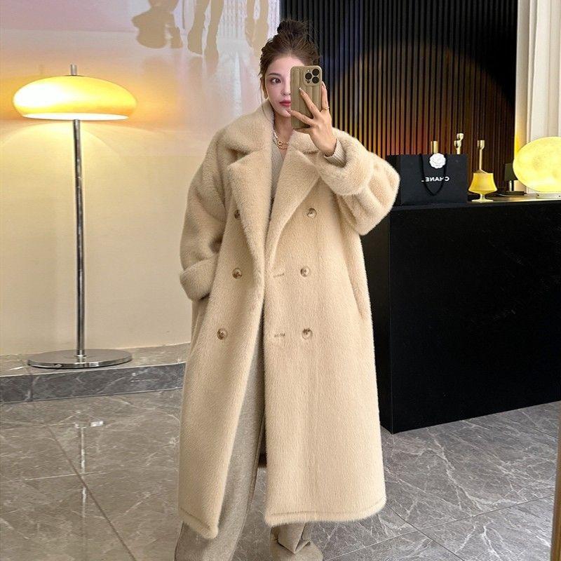 

Осенне-зимнее утолщенное пальто с удлиненным воротником-стойкой, куртка из искусственного норкового плюша и искусственного меха, женская одежда плюс хлопок, тренд S