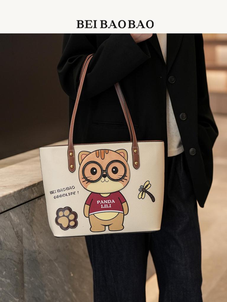Trendy Luxury Cartoon Tote: Cute Street-Style Shoulder Handbag for Women
