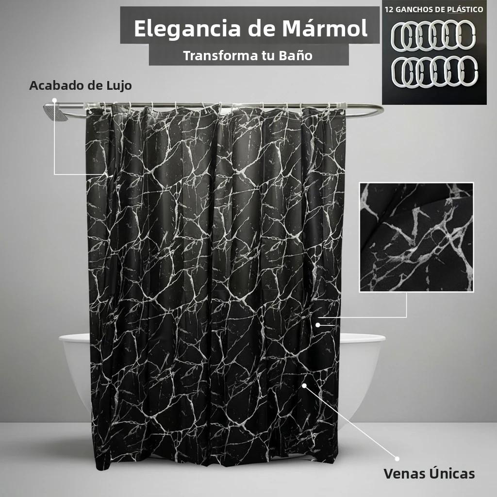 Stylish Black Marble PEVA Shower Curtain Waterproof Anti Mold Bath Liner for Tub RV Bathroom Partition