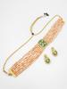 Gold-Plated Chikku Stone-Studded & Beaded Handcrafted Jewellery Set