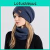Womens Knitted Hat And Neck Warmer Set With Fleece Lining For Winter Cold Weather