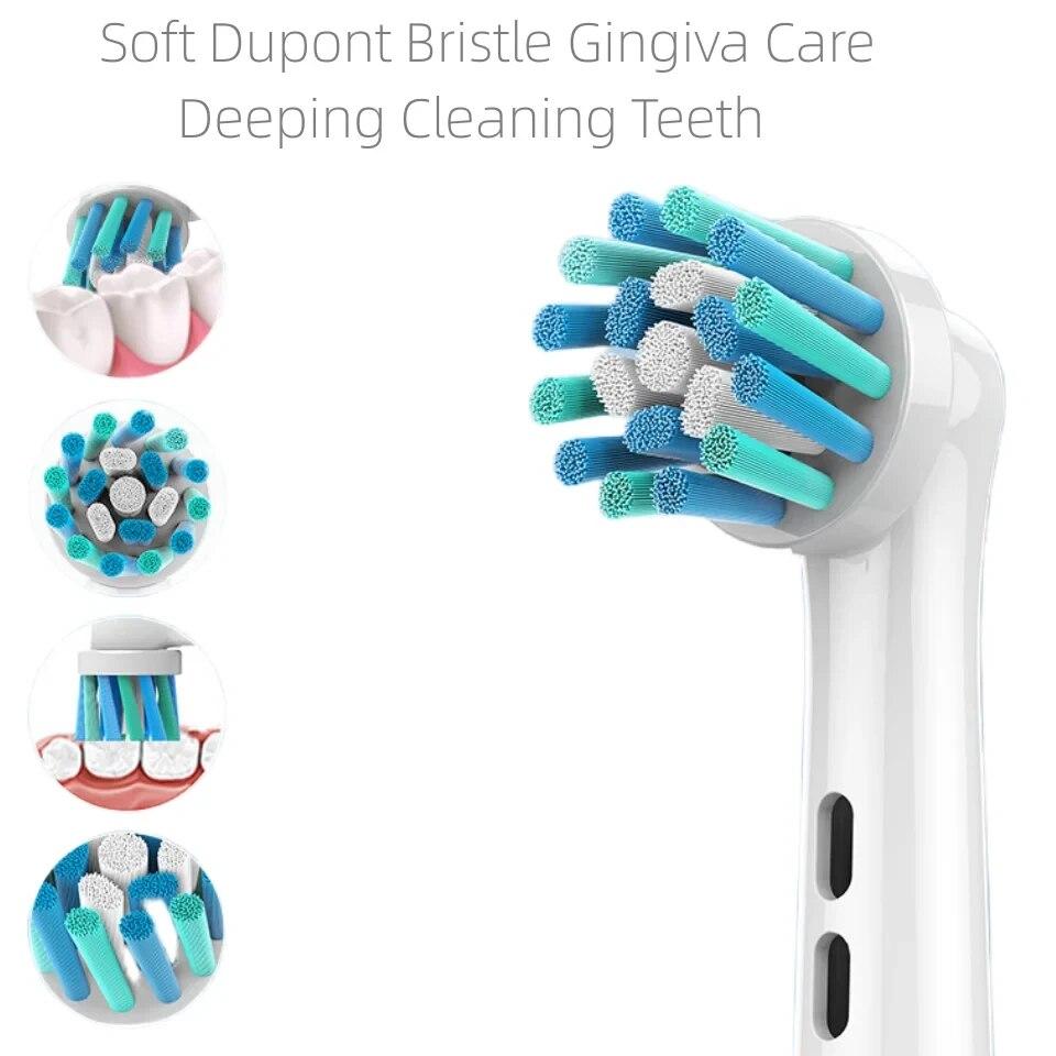4PCS Dupont Bristle Electric Toothbrush Heads Whiten Teeth/Daily Clean/Precison Cleaning/Soft Care Teeth For Oral B