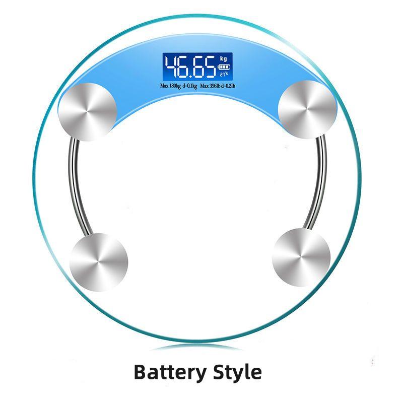 Transparente runde Waage, digitale Waage, elektronische Waage, intelligente LCD-Badezimmerwaage, Balança 180 kg Körperbodenwaage