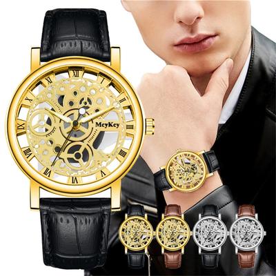Fashion Men's Leather Alloy Watches Quartz Wrist Watch Business Watches