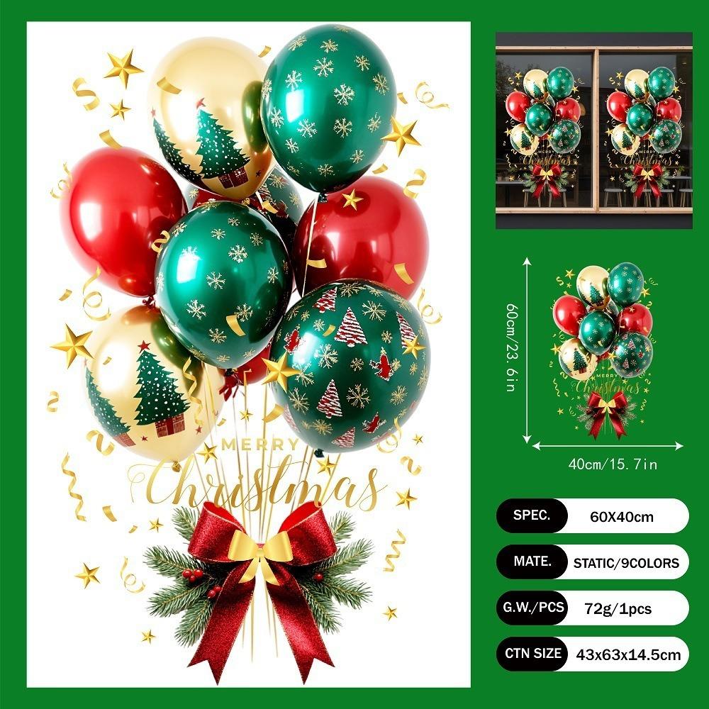 Santa PVC Christmas Window Stickers Reusable Electrostatic Xmas Wall Sticker Whole Sheet Christmas Window Decals Home Decor