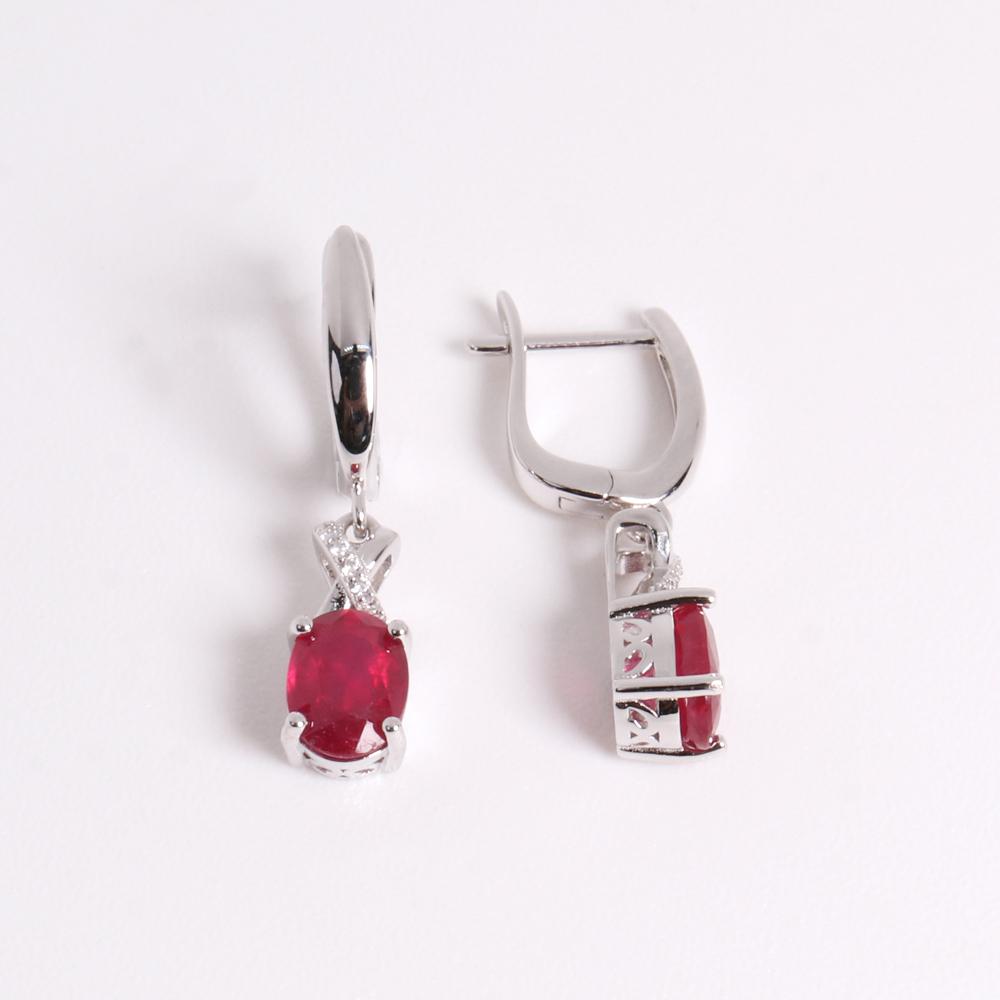 Edle und elegante Ohrringe aus Sterlingsilber mit echtem, natürlichem Rubin für Frauen, Verlobungs-, Jubiläums- und Bankettgeschenke