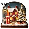 Durable Decorative Accents Christmas Glowing House Ornament, LED Wooden Tabletop Decor for DIY Craft Ornaments Holiday Village Display, Light Up Party